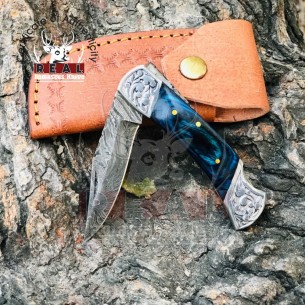 Damascus Folding Knife Handmade Damascus Steel Folding Knife