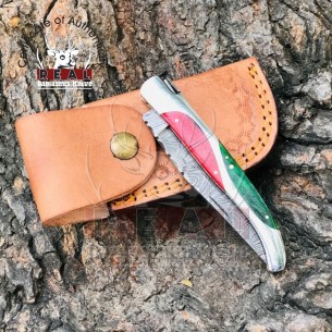 Damascus Folding Knife Handmade Damascus Steel Folding Knife Pocket Knife 