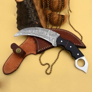 Mythical- Damascus Steel Karambit Knife With Buffalo Horn "10