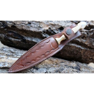 Dagger mini utility knife Deer Horn Handle With Leather Sheath For Sale