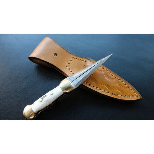 Custom Made Mini Pocket mini knife with Leather Sheath (deer Horn Handle) 