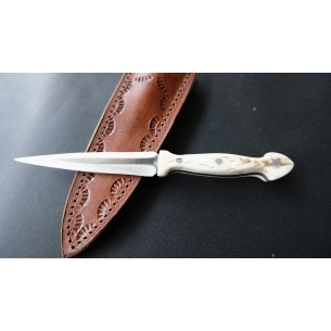 Custom Made Mini Knife With Sheath With Leather Sheath (deer Horn Handle) 
