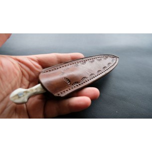 Custom Made Mini Knife With Sheath With Leather Sheath (deer Horn Handle) 