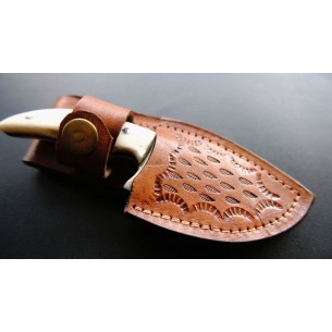 Custom Made Pocket Belt Mini Knife With Leather Sheath (deer Horn Handle) 