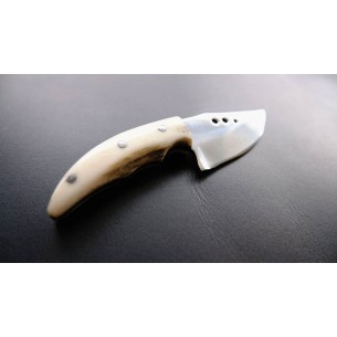 Custom Made Pocket Belt Mini Knife With Leather Sheath (deer Horn Handle) 