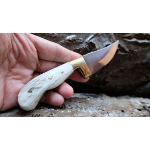 Custom Hunting mini knife With Leather Sheath (deer Horn Handle)