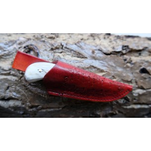 Custom Hunting mini knife With Leather Sheath (deer Horn Handle)