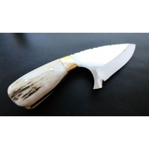 Hunting Camp Mini Knife Deer Horn Handle With Leather Sheath