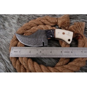 Custom Made Mini Knife With Leather Sheath (deer Horn Handle) 