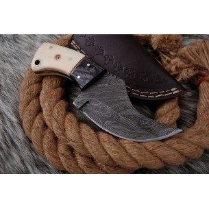 Custom Made Mini Knife With Leather Sheath (deer Horn Handle) 