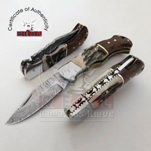 Damascus Pocket Knife Stainless Steel Folding Knife, Stag Horn Buy Pocket Knife