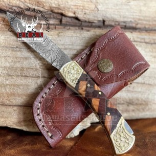 Damascus Folding Pocket Knife Custom Damascus Pocket Knife For Sale Personalized Gift