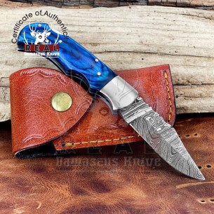 Damascus Folding Knife Handmade Pocket Knife For Sale