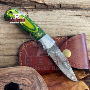 Damascus Pocket Folding Knife, Handmade Pocket Knife Groomsmen Gifts, Boyfriend Gift