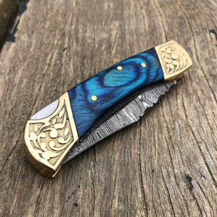 Handmade Damascus Steel Folding Pocket Knife For Sale