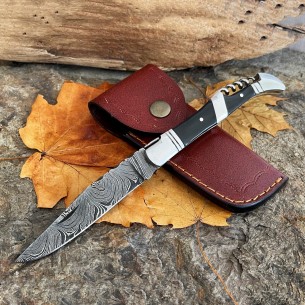 Handmade Damascus Steel Knife Corkscrew Laguiole Stainless Steel Pocket Knife