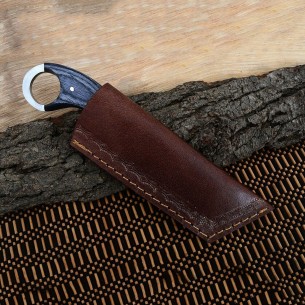 Custom Made Damascus Skinner Knife With Beautiful Handle & Leather Sheath