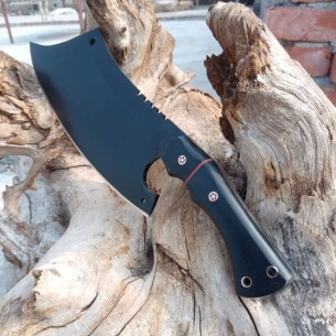 Handmade Chef Cleaver | Powder Coated D2 Steel Chopper | Micarta Handle | Leather Sheath