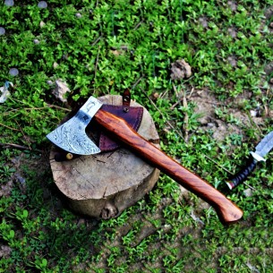 Handmade Damascus Steel Viking Axe Forged Viking Axe Camping Axe For Sale