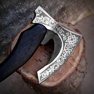 Handmade Carbon Steel Viking Axe Bearded Axe Chopping Axe, Camping Outdoor TRAVELER VIKING AXE Hatchet