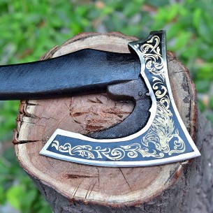 Handmade High Carbon Steel Axe Dark Sentinel Engraved Handle Viking axe Hatchet Tomahawk