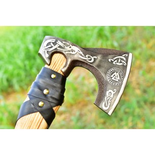 Handmade Viking Axe Carbon Steel Throwing Axe Hand Forged Viking Axe Hatchet With Leather Sheath