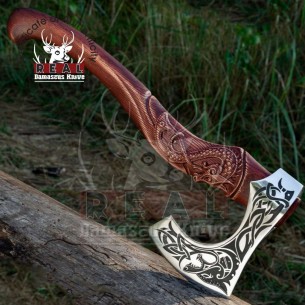 HAND-FORGED FENRIR Axe Dragon Style VIKING AXE For Gift, Battle Axe, Engraved Axe